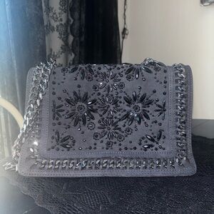Suede Embellished Handbag